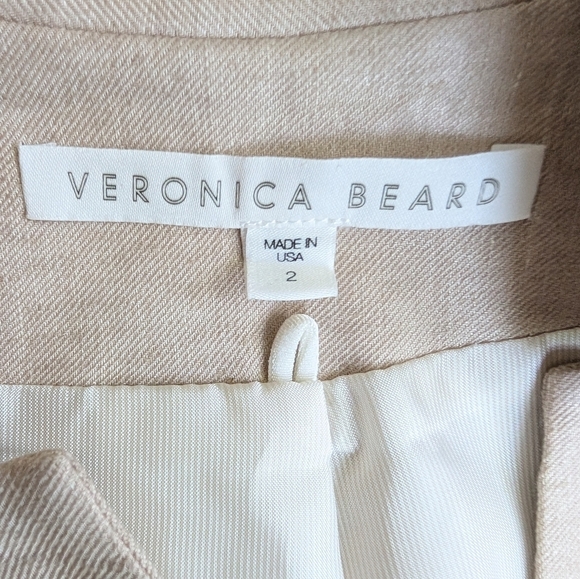 Beard Size 2 Linen UpCollar Beige Tan Dickey Jacket Blazer - Picture 12 of 14